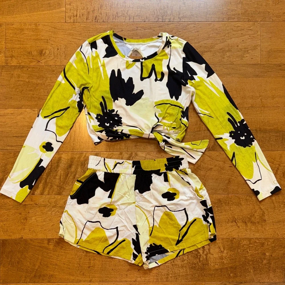 CALIA by Carrie Underwood Floral Swim Coverup Set - Top and High Rise Shorts - Picture 1 of 9